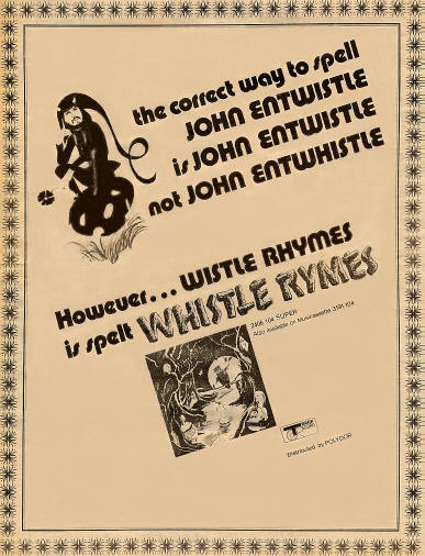 John Entwistle - Whistle Rymes - 1972 UK