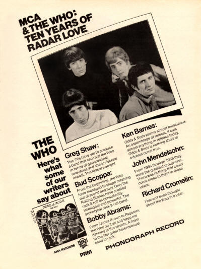 The Who - 10 Years Of Radar Love - 1974 USA