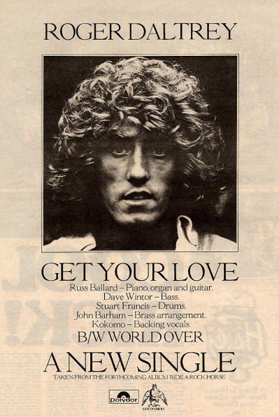Roger Daltrey - Get Your Love - 1975 UK