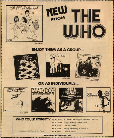 The Who - New From The Who - 1975 Canada