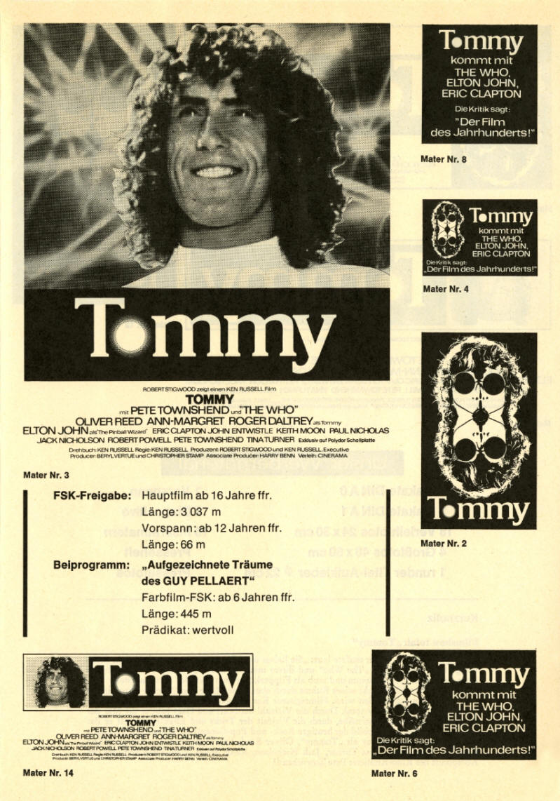 The Who - Tommy - 1975 Germany Press Kit