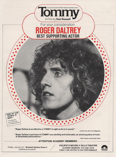 Roger Daltrey - Best Supporting Actor - 1975 USA