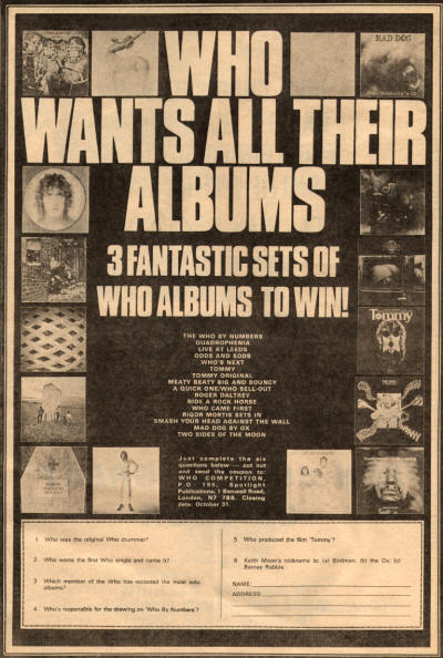 The Who - Who Wants All Their Albums - 1975 UK
