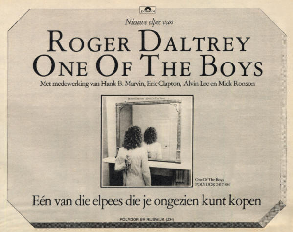 Roger Daltrey - One Of The Boys - 1977 Holland