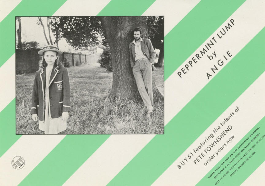Angie / Pete Townshend - Peppermint Lump - UK - 1979 Press Kit