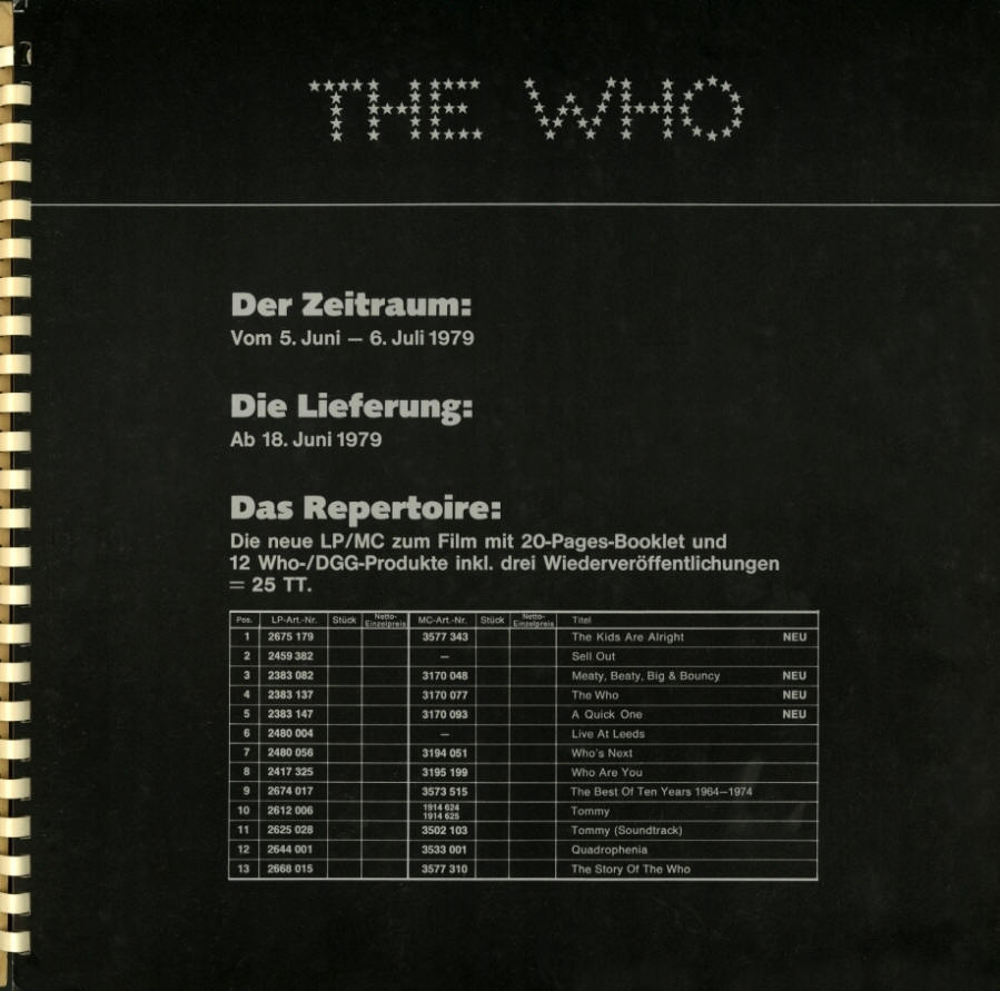 The Who - Germany - 1979 LP Catalogue