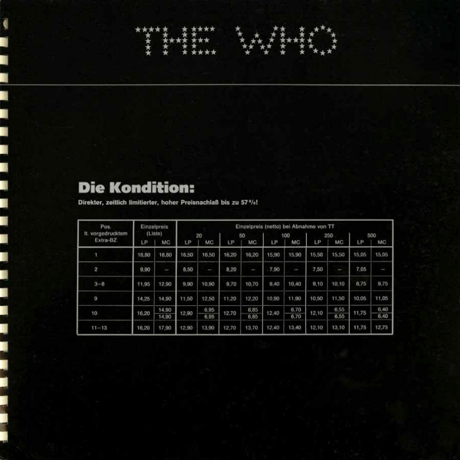 The Who - Germany - 1979 LP Catalogue