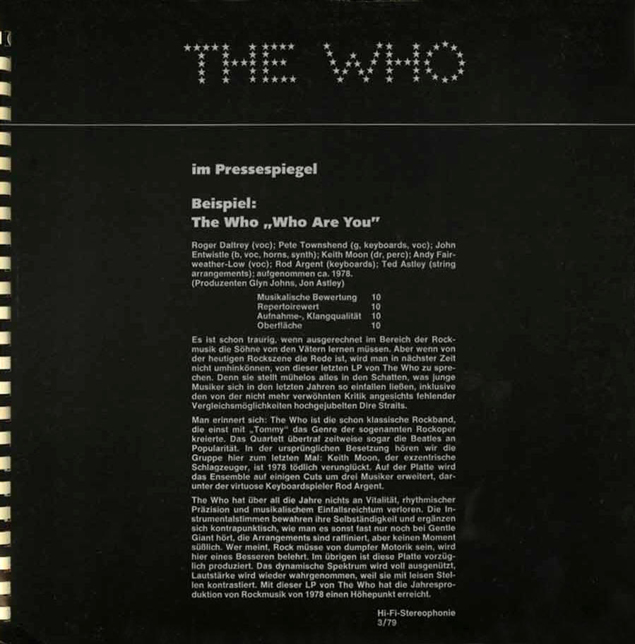 The Who - Germany - 1979 LP Catalogue