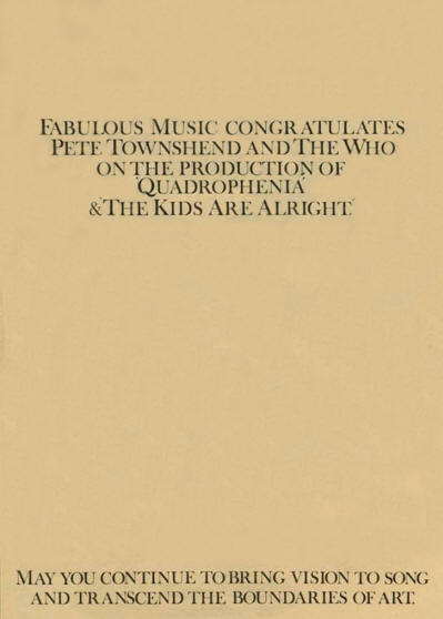 The Who - The Kids Are Alright & Quadrophenia Soundtrack - 1979 USA