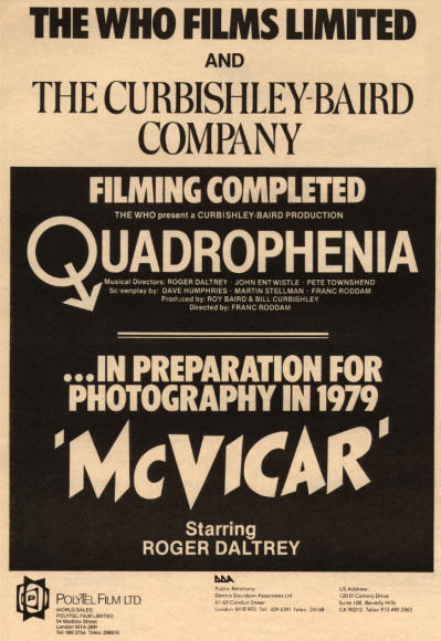 The Who - Quadrophenia & McVicar - 1979 USA