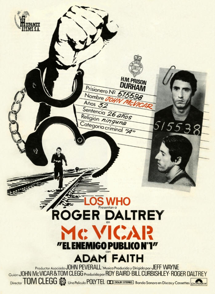 Roger Daltrey - McVicar - 1980 Spain Press Kit