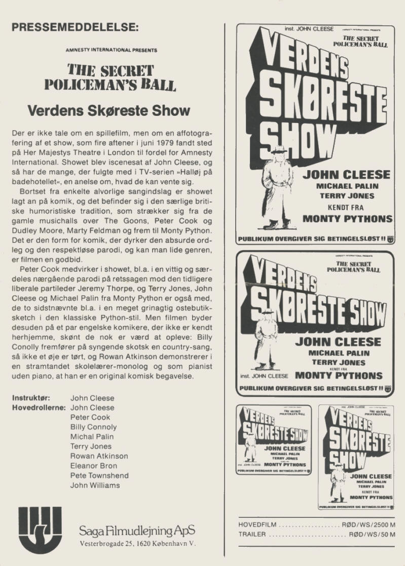 Pete Townshend - The Secret Policeman's Ball - 1980 Denmark Press Kit