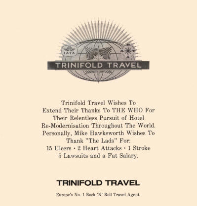 The Who - Trinifold Travel - 1980 USA