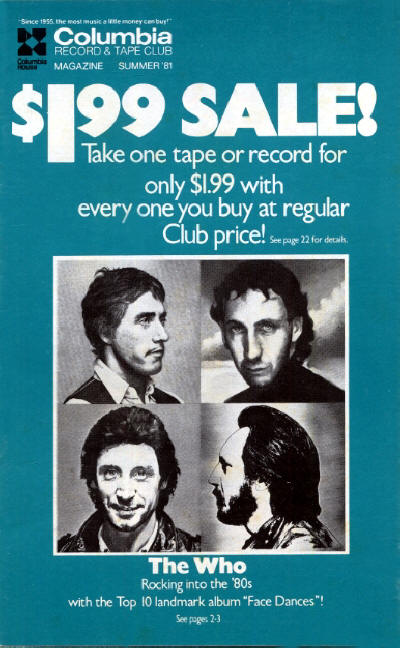 The Who - USA - Columbia Record & Tape Club - Summer, 1981