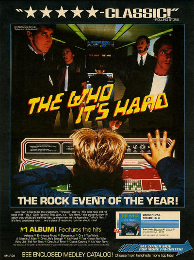 The Who - It's Hard - RCA Record Club - 1982 USA