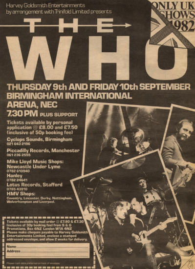 The Who - Birmingham - September 9 & 10, 1982 - UK