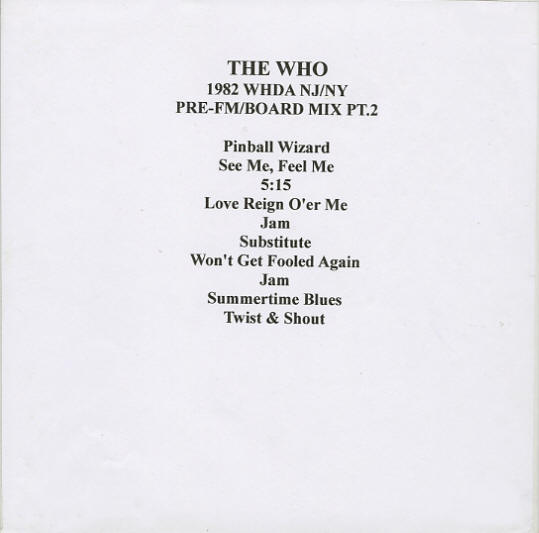 The Who - Brendan Byrne Arena - East Rutherford, NJ - October 10, 1982 - Pre-FM Radio Station Reels