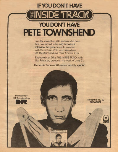 Pete Townshend - Inside Track - 1982 USA