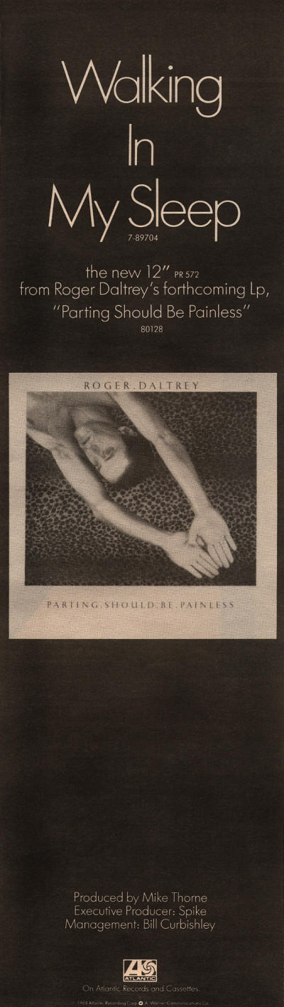 Roger Daltrey - Walking In My Sleep - 1984 USA