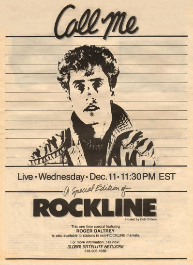 Roger Daltrey - Rockline - 1985 USA