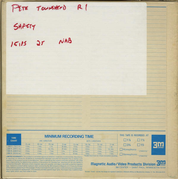 Pete Townshend - Rock Palast /Deep End - January 29, 1986 - Safety Reels