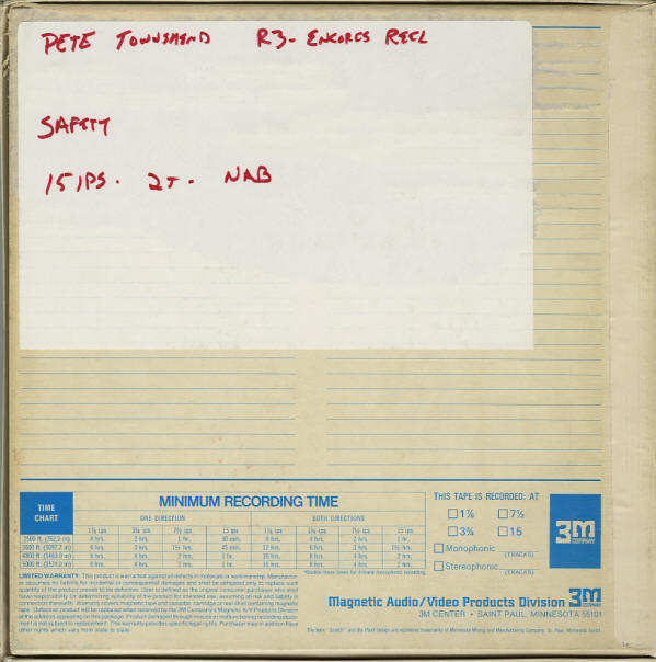 Pete Townshend - Rock Palast /Deep End - January 29, 1986 - Safety Reels