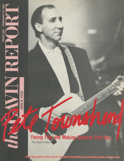 Pete Townshend - USA - The Gavin Report - February 14, 1986 Magazine