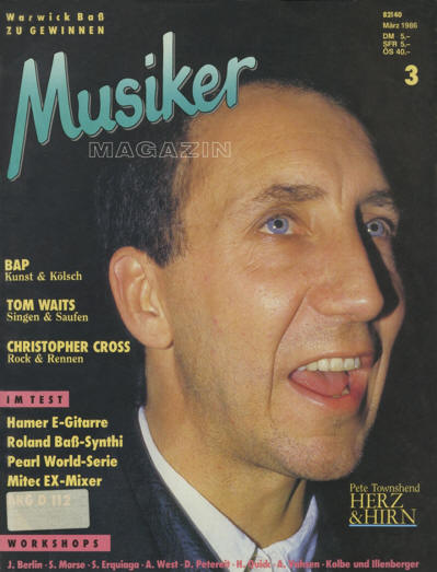 Pete Townshend - Germany - Musiker - March, 1986 Magazine