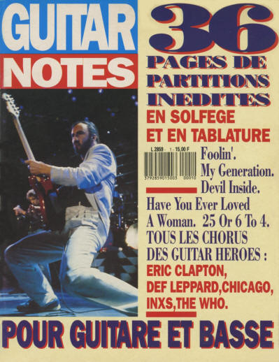 Pete Townshend - France - Guitar Notes Magazine- July, 1989