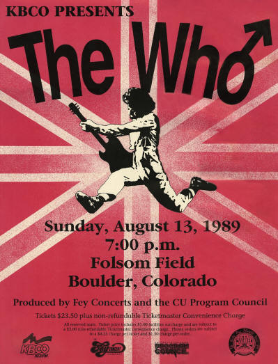 The Who - Folsom Field - August 13, 1989 - Boulder, CO USA (Venue Poster)