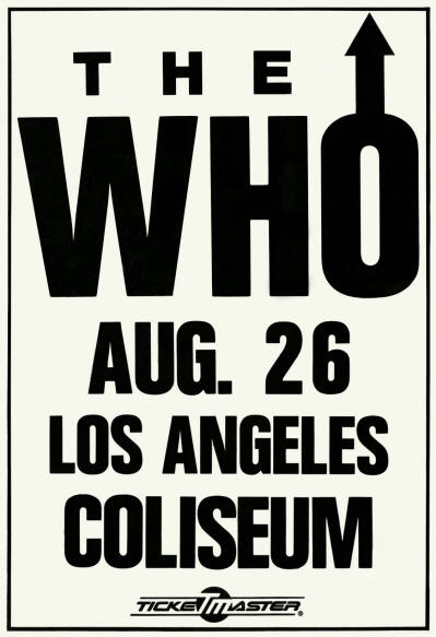 The Who - Los Angeles Coliseum - August 26, 1989 USA (Venue Poster)
