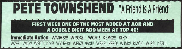 Pete Townshend - A Friend Is A Friend - 1989 USA