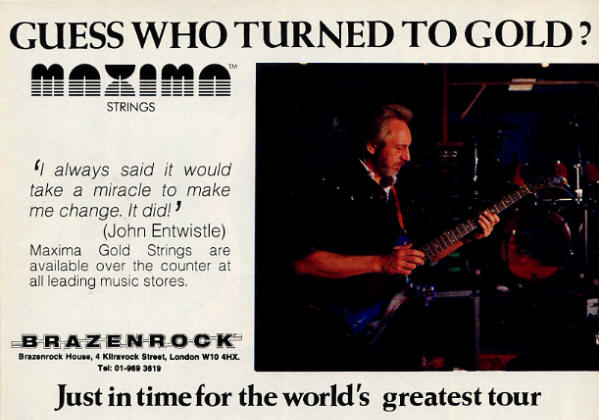 John Entwistle - Maxima Gold Strings - 1989 UK