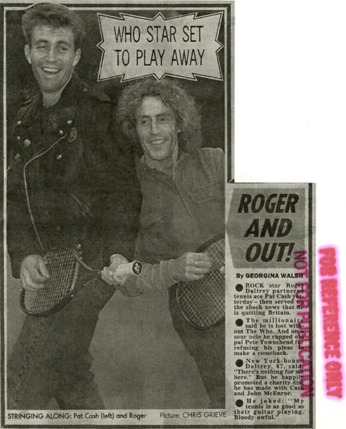 Roger Daltrey - Full Metal Rackets - 1991 UK Press Kit