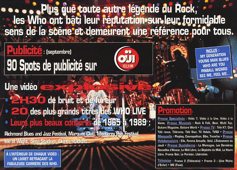 The Who - 30 Years Of Maximum R&B Live - 1994 France Press Kit