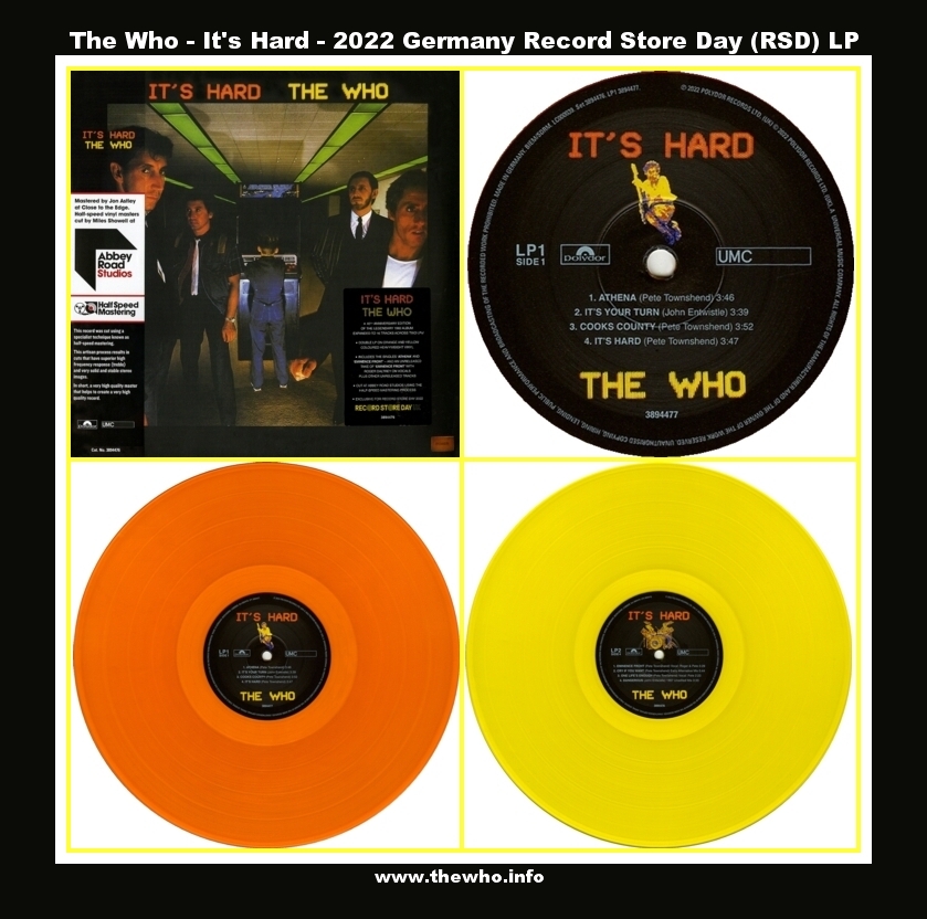 The Who - It's Hard - 2022 Germany Record Store Day (RSD) LP