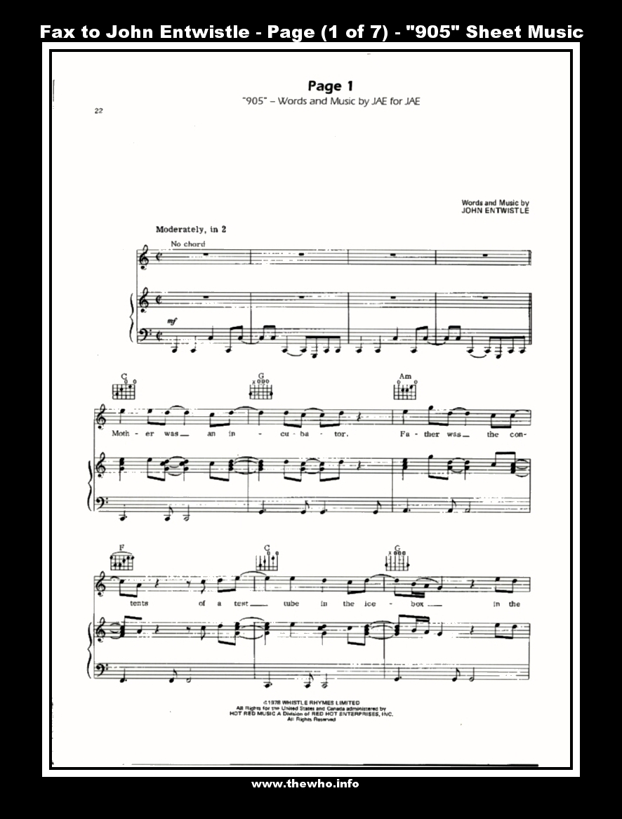John Entwistle - Sheet Music - 905
