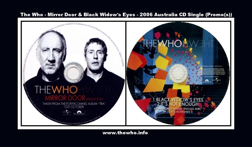 The Who - Mirror Door & Black Widow's Eyes - 2006 Australia CD Single (Promo(s))