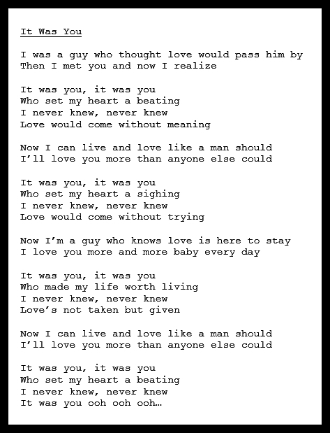 Pete Townshend - It Was You - 1964 Lyrics
