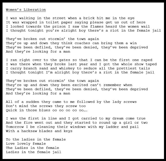 Pete Townshend - Women's Liberation - Lyrics 1972