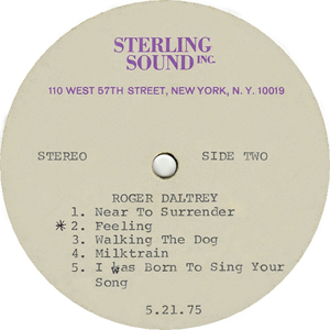 Roger Daltrey - Ride A Rock Horse - 1975 USA LP (Acetate)