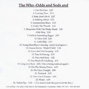 The Who - Odds & Sods - 1998 UK CD Test Pressing