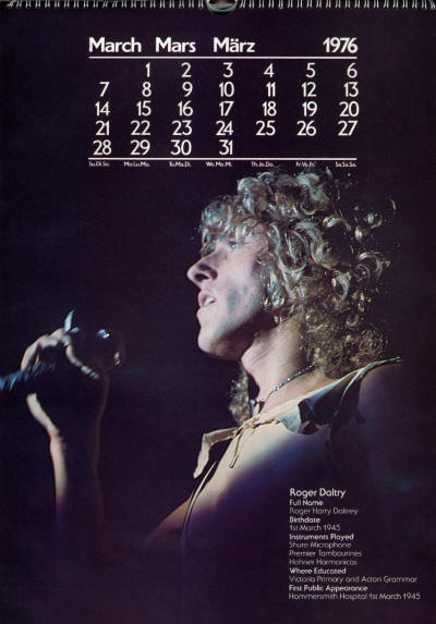 The Who - 1976 Calendar