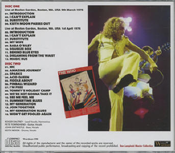 The Who - Boston 1976 Revisited - 2024 Japan CD - Back Cover