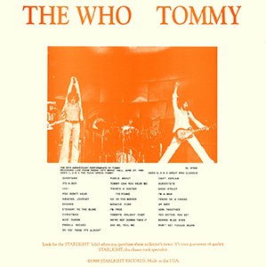The Who - Tommy - Live From Radio City Musical Hall, 1989 - LP (Back Cover)