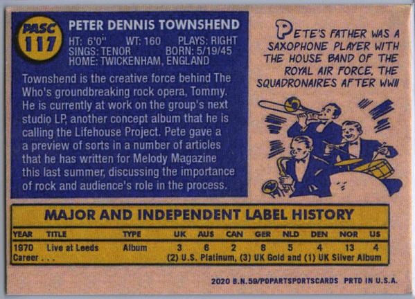 The Who - 2021 USA Trading Cards - Pete Townshend