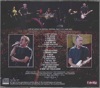 The Who - Verona 2007 - 06-11-07 - CD (Back Cover)