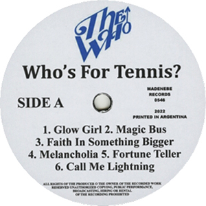 The Who - Who's For Tennis? - LP (A Side Label)