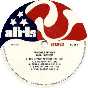 John Entwistle - Whistle Rymes - AFRTS - USA - LP - 1972