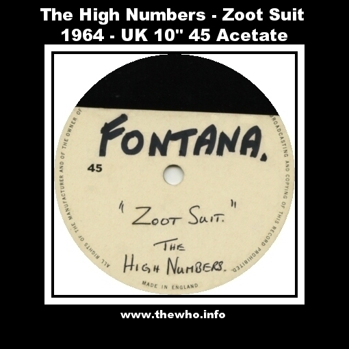 The High Numbers / The Who - Zoot Suit - 1964 UK 10" 45 Acetate